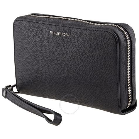 michael kors black zip wallet|michael kors wristlet wallet black.